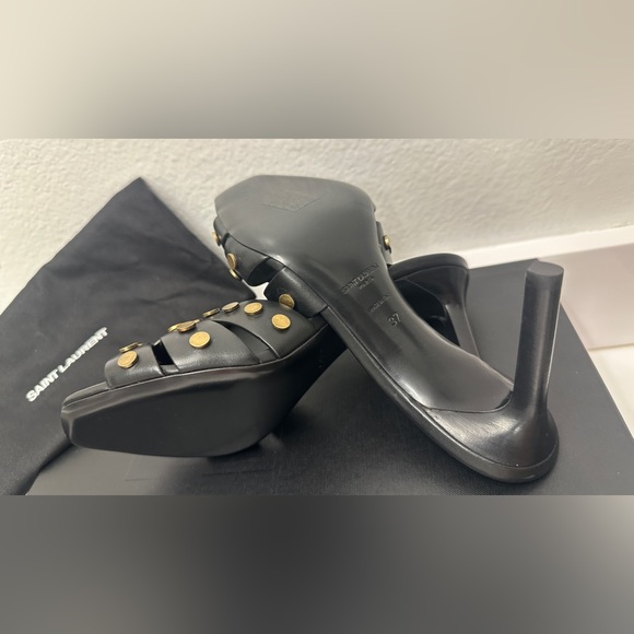 NIB Saint Laurent Tribute 85 Womens Leather Peep-Toe Sandals - Picture 11 of 14